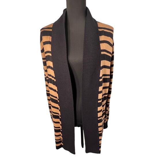 Metaphor Womens XL Striped Ribbed Open Lightweight Shawl Collar Y2K Cardigan - Picture 1 of 7
